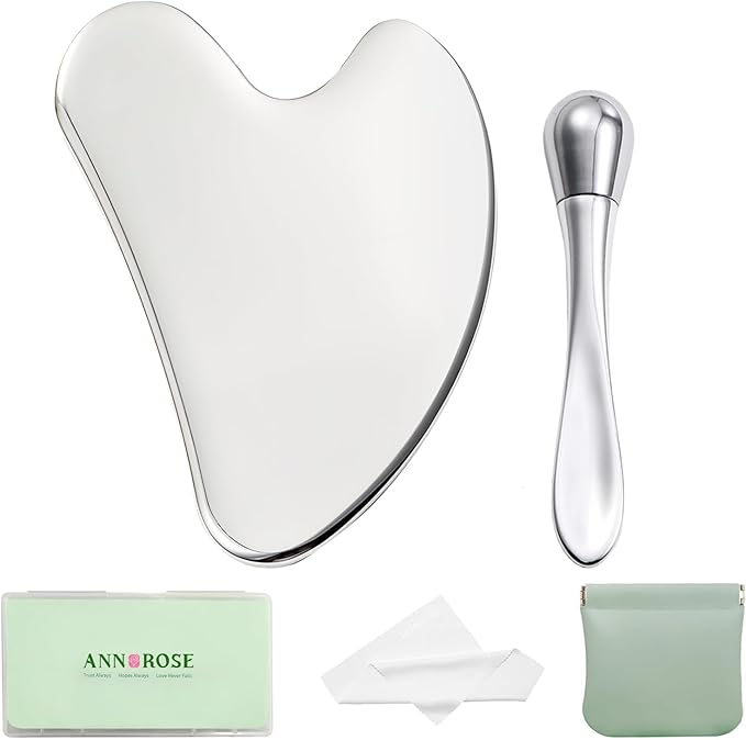 Stainless Steel GuaSha & Eye Cream Applicator Facial Tools, Metal Guasha for Face Neck, Eye Massager Tool, Lymphatic Drainage Face Massage Tool, Skin Care Gift-GlimoraGlow