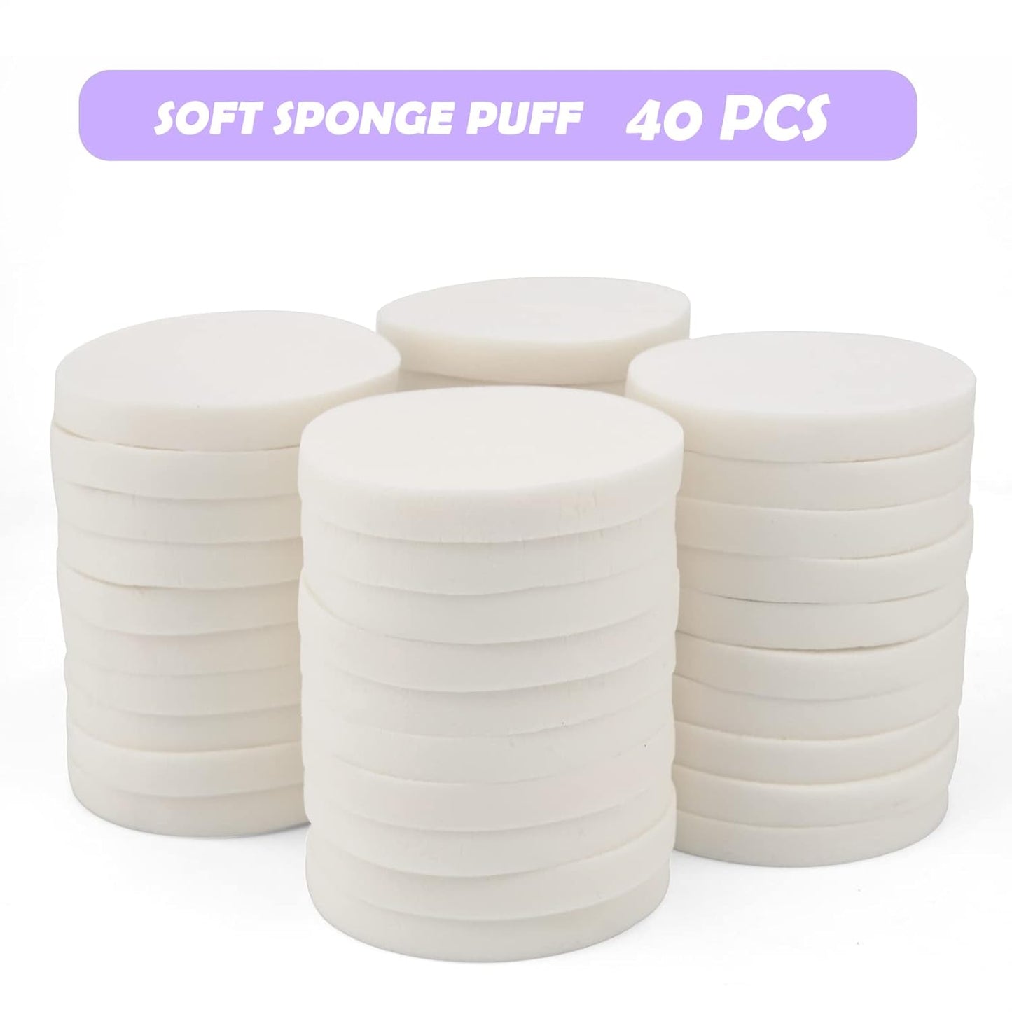 40 PCS Makeup Blenders Sponges Set, Use for Dry and Wet, Perfect for Full Face Curve Blending, Cream, Liquid, Powder Foundation Cosmetics, Latex Free & Soft & Flexible, Round-GlimoraGlow