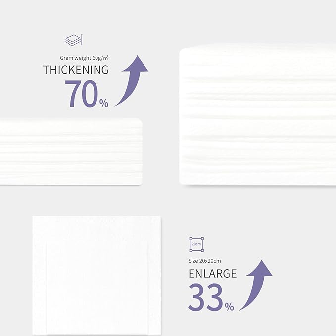 Disposable Face Towel XL Facial Wipes - Organic Vegan Biodegradable Face Towels，Ultra Soft Thick Wash Cloths for Adults and Baby, 100% Cotton Dry Wipes for Washing and Drying-GlimoraGlow