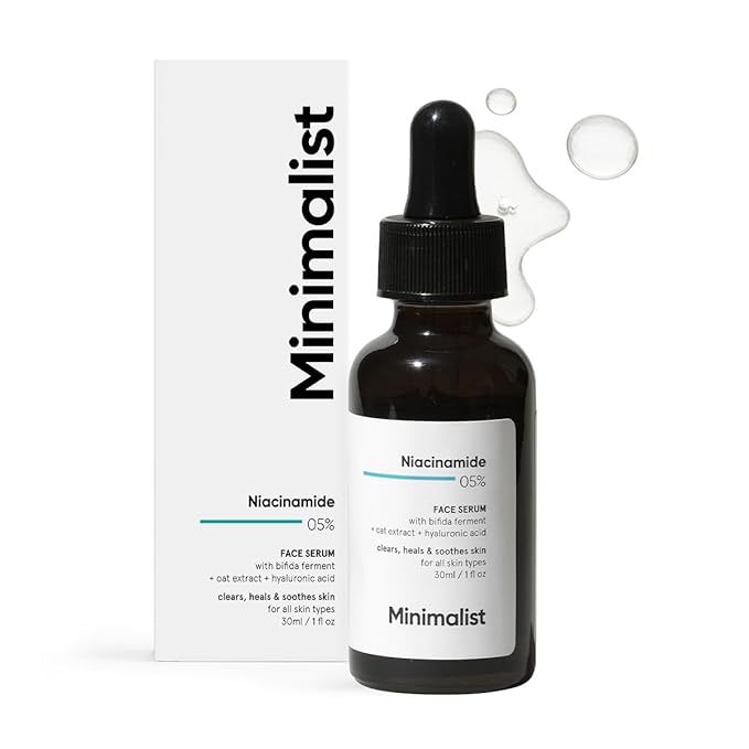 Minimalist 5% Niacinamide Serum for Clear Glowing Skin | With 1% Hyaluronic Acid for Hydration | Pore Minimizer for Face | Clears Acne Marks & Blemishes | For Women & Men | 1 Fl Oz / 30 ml-GlimoraGlow