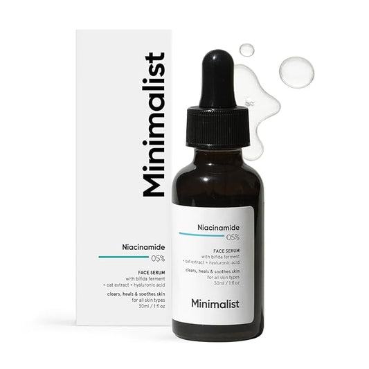 Minimalist 5% Niacinamide Serum for Clear Glowing Skin | With 1% Hyaluronic Acid for Hydration | Pore Minimizer for Face | Clears Acne Marks & Blemishes | For Women & Men | 1 Fl Oz / 30 ml-GlimoraGlow
