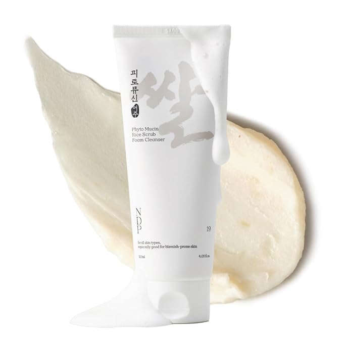 NDP Rice Mochi Deep Face Wash – Triple-Rice Airy Micro-Exfoliating Foam for Sensitive Skin, Phyto Mucin Hydration Shield, pH 5.5 Barrier-Safe Vegan Korean Skincare Cleanser, 4.05 fl oz (120 ml)-GlimoraGlow