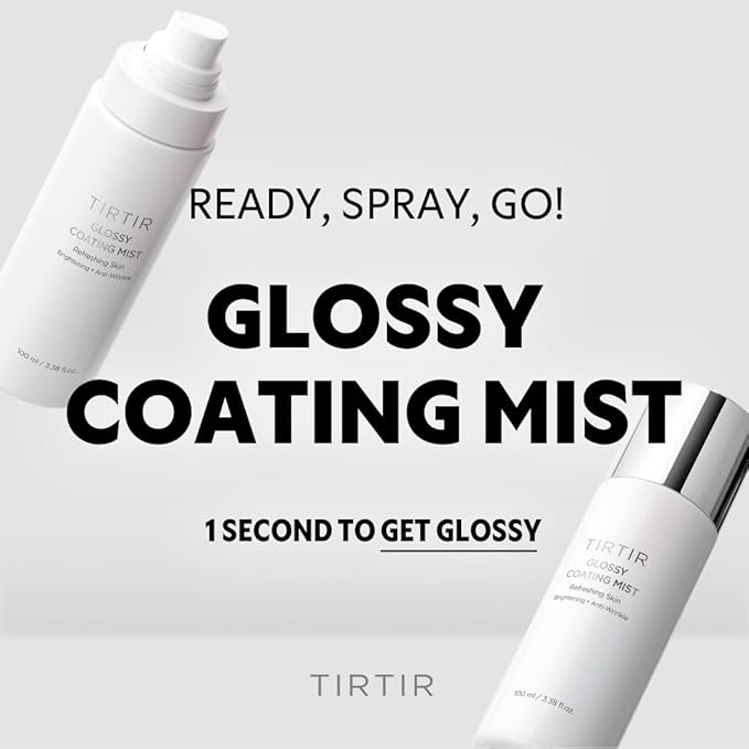 TIRTIR Glossy Coating Mist 3.38 fl. oz, Illuminating Polyglutamic Acid Face Mist for Fresh, Glowing Skin,Cooling, Soothing, Makeup Prep Spray-GlimoraGlow