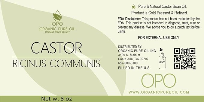 Pure Castor Oil - 8 oz w/Dispense Cap - Pure, Natural, Non-GMO, Hexane-Free, Vegan Carrier Oil - Promotes Hair Growth, Conditions - Skin, Hair, Lashes, Brows, Cuticles & More-GlimoraGlow