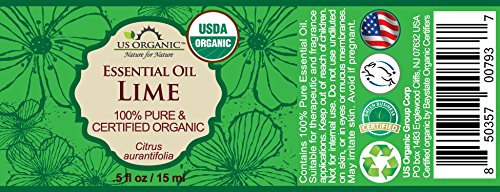 US Organic Lime Essential Oil - Certified Organic, Steam Distilled - W/Euro droppers (More Size Variations Available) (15 ml / .5 fl oz)-GlimoraGlow