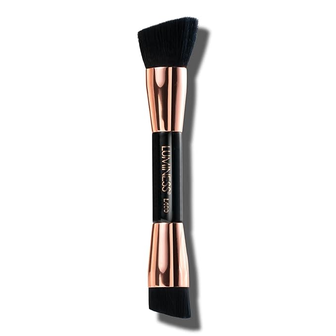 LUMINESS Dual-Sided Angled Buffing Brush - Cruelty-Free Synthetic Bristles Ideal for Foundation & Primer - Soft Fibers Gives Silky Touch on Skin & Creates Flawless Base with Perfect Finish-GlimoraGlow