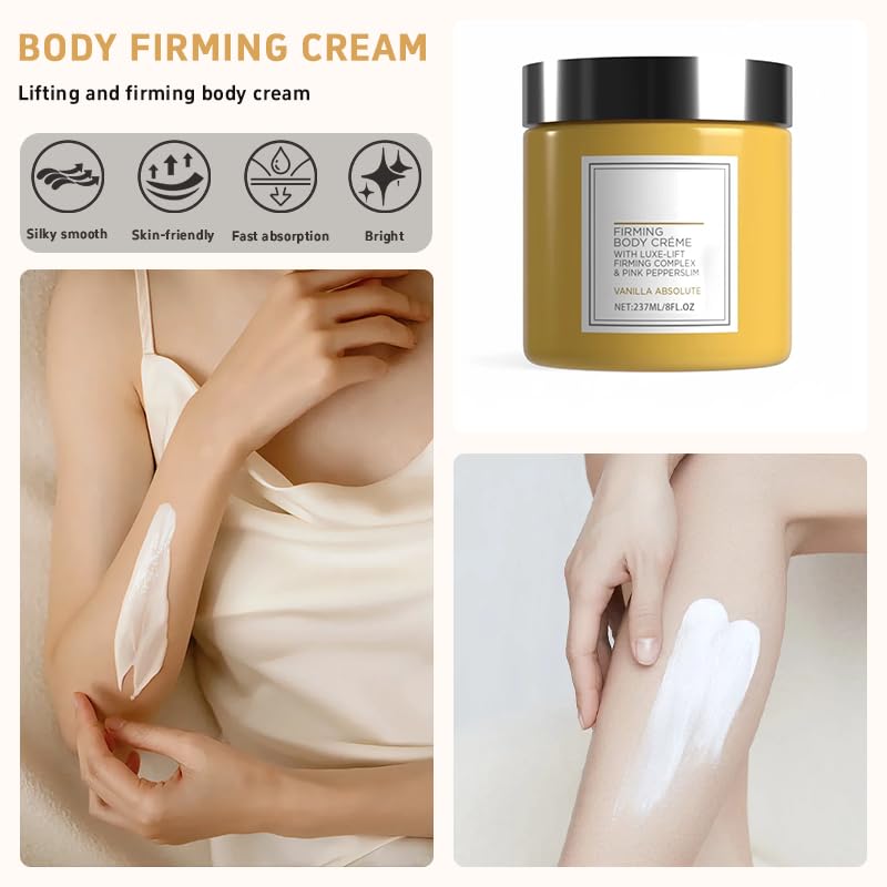 Champagne Lift Body Creme,lift firming body creme, with Luxe-Lift Firming Complex & Pink Pepperslim,Deep Hydration & Smoothing, Hydrates Dry Skin Arms & Legs (Vanilla)-GlimoraGlow