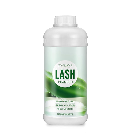 Lash Shampoo Bulk, Eyelash Cleanser for Extensions 1 Liter, Safe Makeup Remover, Non-irritating or Burning Formula Eyelid Foaming Cleanser for Professional Salon and Home Use (Aloe Vera-1L)-GlimoraGlow