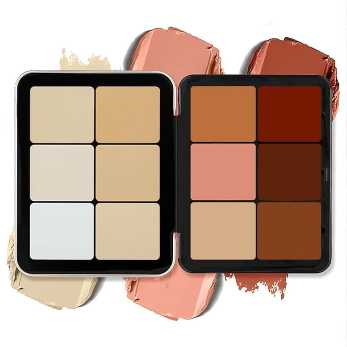 12 Colors Cream Concealer Palette, Long Lasting Full Coverage Correcting Concealer Palette Foundation Camouflage Makeup Contour Palette for or Under Eye Dark Circles, Acne Marks, Facial Spots-GlimoraGlow