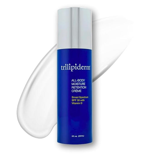 Trilipiderm All-Body Moisture Retention Crème with SPF 30, Vitamin D - 8oz Airless Pump Sunscreen-GlimoraGlow