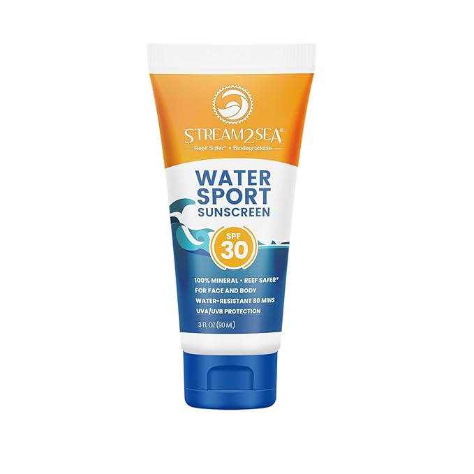 STREAM 2 SEA SPF 30 Biodegradable Mineral Sunscreen, 3 Fl oz Non-Greasy and Moisturizing Reef Safe Sunscreen For Face Protection and Body Against UVA and UVB-GlimoraGlow