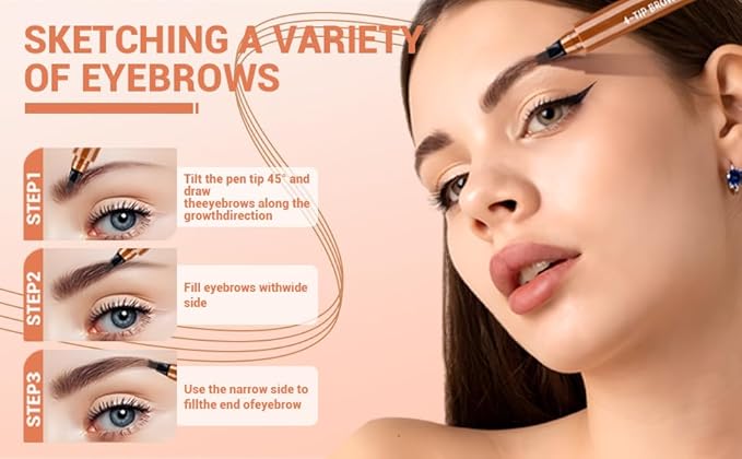 2025 New Magic Eyebrow Pencil, 3D Waterproof 4 Tipped Precise Brow Pen Microblading Eyebrow Pencil Contouring Pen Fine Stroke Microblading Creates Natural (Gray Brown)-GlimoraGlow