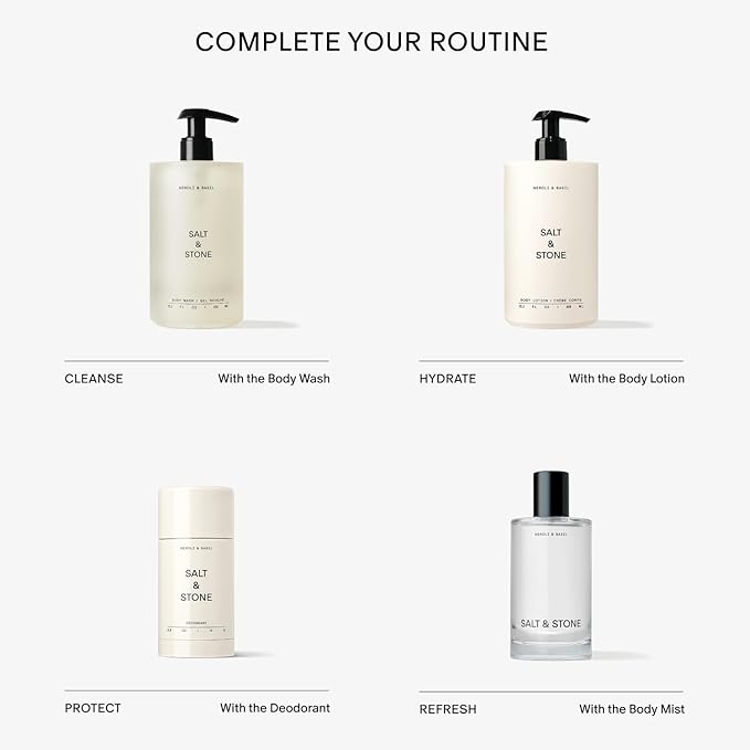 Salt & Stone Body Wash for Women & Men | Neroli & Basil | Hydrating Gel Cleanser | Clean & Soften Skin | Made with Niacinamide & Hyaluronic Acid | Free From Parabens, Sulfates & Pthalates (15.2 fl oz)-GlimoraGlow