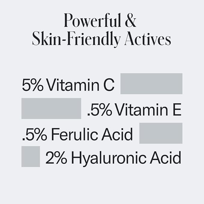 Geologie Vitamin C+E Ferulic Acid Face Serum | Brightening & Firming Anti-Aging Gel Formula | 5% Light-Protected & Stabilized Vitamin C , 0.5% Vitamin E, 1.5% Hyaluronic Acid | 30 ML-GlimoraGlow