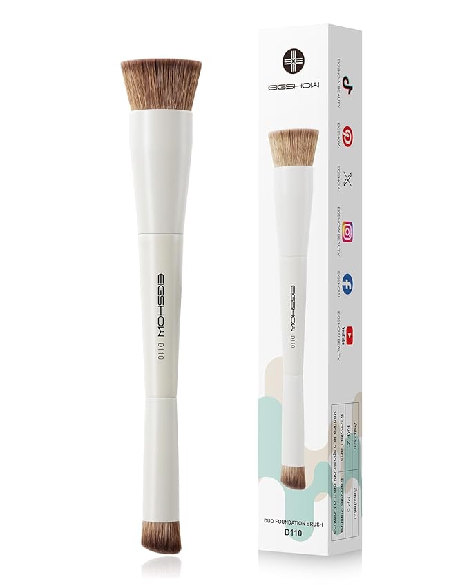 EIGSHOW Foundation and Concealer Brush, Dual Ended Makeup Brush For Flawless Foundation Coverage, Under Eye Concealer, Vegan & Cruelty-free (D110-Beige)-GlimoraGlow