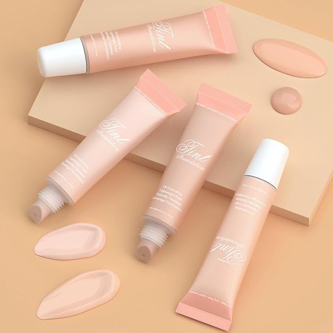 2 Pack Liquid Foundation Cream with Foundation Brush for Face Makeup,Durable Full Coverage Matte Concealer Make Up,Oil Control & Waterproof Base Primer -1 Fl.Oz (#02)-GlimoraGlow