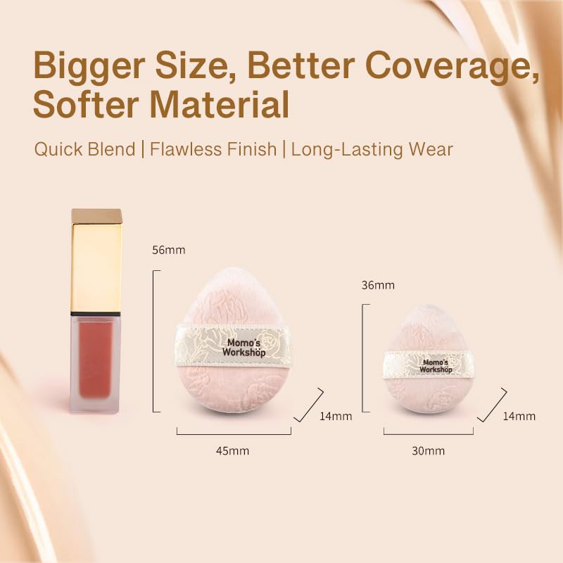 Pink Velvet Powder Puffs, Laser-Cut Rose Design, Dual-Sided, Travel Size & Wide M Size for Pressed Powder, Blush & Contour,5pcs Plush Puffs & Storage Case-GlimoraGlow