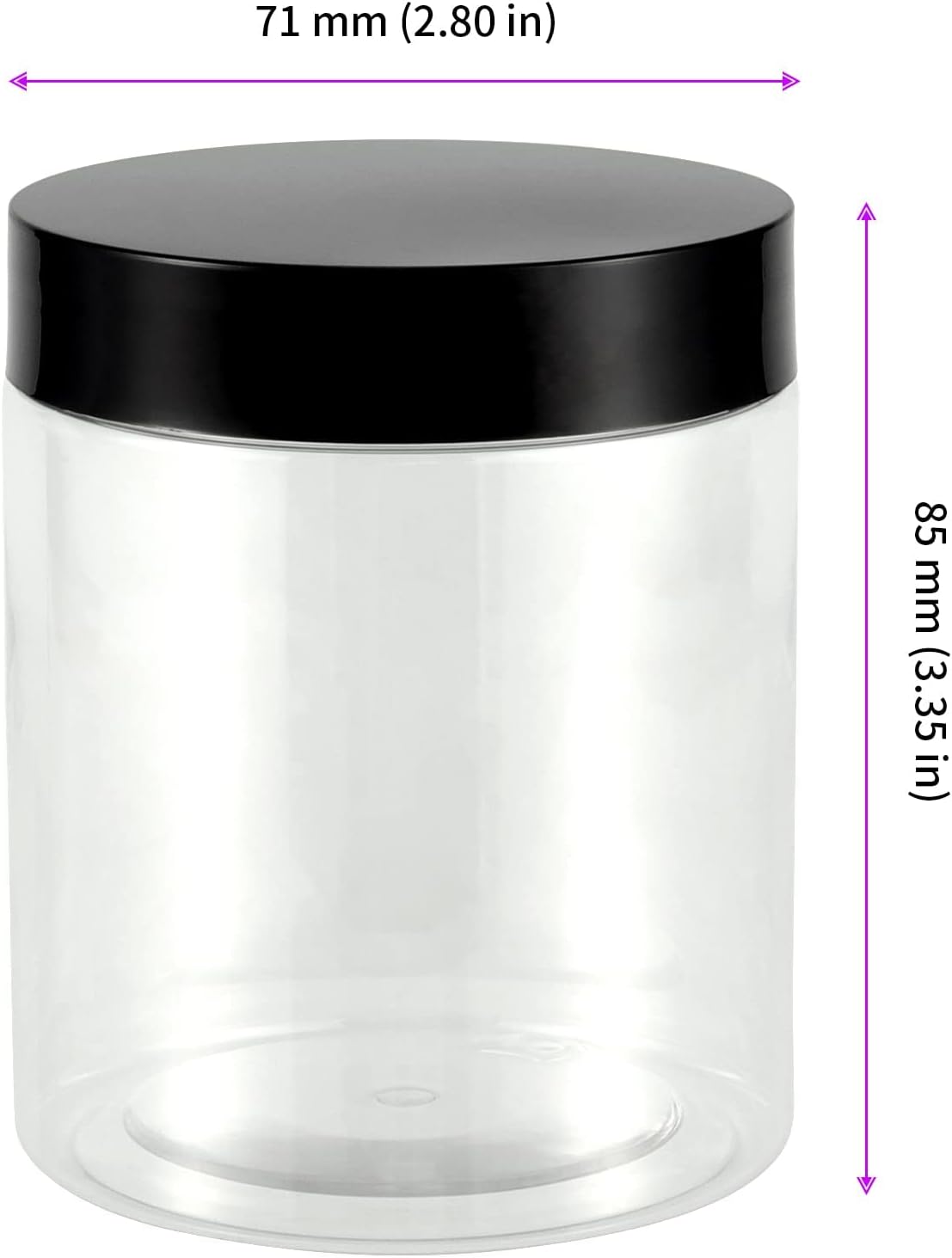 JEUIHAU 46 Pack 8 OZ Plastic Jars with Lids, Clear Empty Slime Storage Containers with Screw On Lids, Plastic Cosmetic Containers for Slime Making, Food, Beauty Products, BPA Free-GlimoraGlow