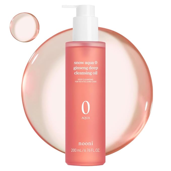 NOONI Facial Cleanser - Snow Aqua 0 Ginseng Deep Cleansing Oil | Makeup Blackhead Remover, Pore Care Control, Glass Skin, Helps Control Sebum, Revitalizing Care, 6.76 FL.Oz (200 ml)-GlimoraGlow