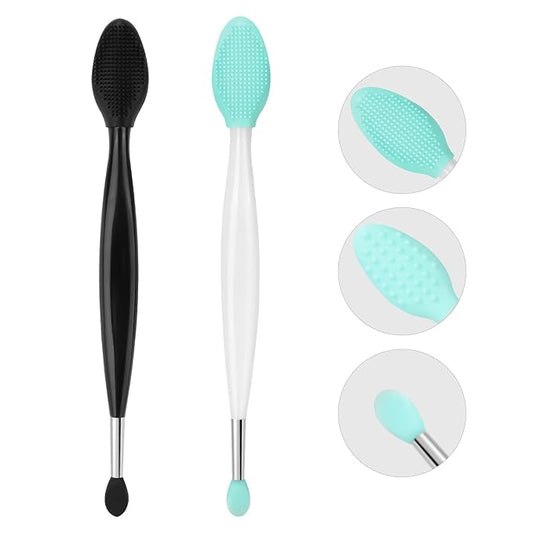 Unaone Lip Scrub Brush - 3 PCS Dual-ended Lip Scrubber Exfoliator and Silicone Lip Brush, 3-in-1 Silicone Lip Scrub Tool Lip Mask Applicator, Gentle Exfoliator & Applicator for Soft-GlimoraGlow