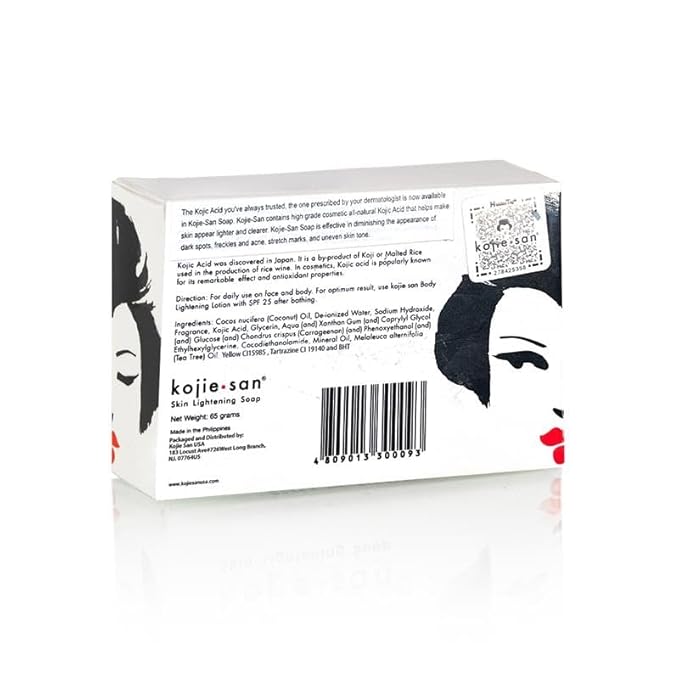 Kojie San Face & Body Shower Set - The Original Kojic Acid Soap, Dark Spot Remover Bar Soap with Coconut & Tea Tree Oil – 65g x 8 Bars with Leafa Soap Net, Brush and Soap Dish-GlimoraGlow