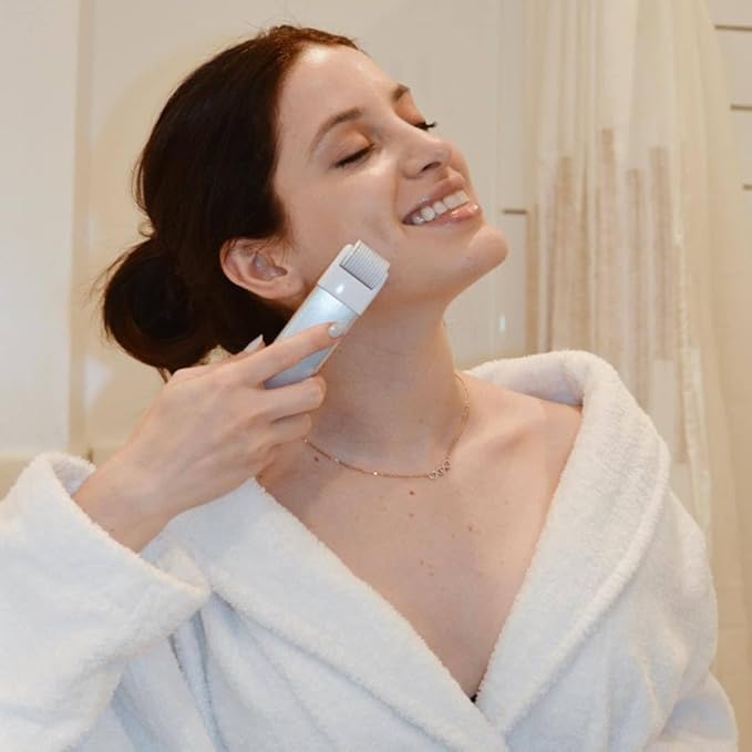 StackedSkincare Microneedling Roller with Replaceable 0.2mm Stainless Steel Needle Head - Gentle Micro Needle Roller for Face, Scalp & Body - Ergonomic Aluminum Handle for Smooth, Even, Radiant Skin-GlimoraGlow