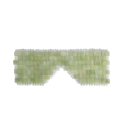 Jade Eye Mask 100% Natural Real Jade Stone Reusable Eye Mask for Hot & Cold Anti Aging，Headache and Migraine Relief Jade Mask for Women Men (Light green jade)-GlimoraGlow