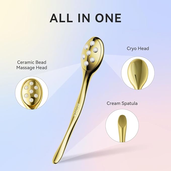 3-in-1 Face Roller for Women – Cryo Sticks for Puffiness, Skin Tightening & Face Lifting, Facial Roller with Cream Spatula, Travel-Friendly Design-GlimoraGlow