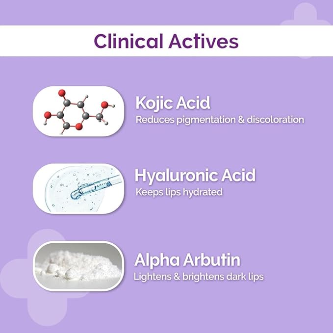 1% Kojic Acid Lip Balm With Alpha Arbutin & Hyaluronic Acid, SPF 30 PA++ for Dark & Pigmented Lips - 4g-GlimoraGlow