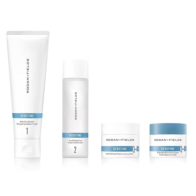 Rodan + Fields Redefine Regimen | Skincare Kit Includes Clay Cleanser, Toner, Triple Defense Cream, & Overnight Cream | Skin Care Gift Set for Women-GlimoraGlow