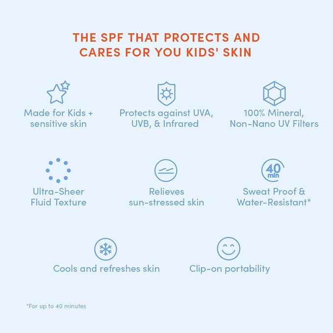 Evereden SPF50 Fluid Silk Mineral Kids Sunscreen: Clean Cooling Non-Nano UVA, UVB, & IR Protection for Sensitive Skin - Sheer, Lightweight, & Waterproof for Up to 40 Mins - Beach Day Toddler Sunscreen-GlimoraGlow
