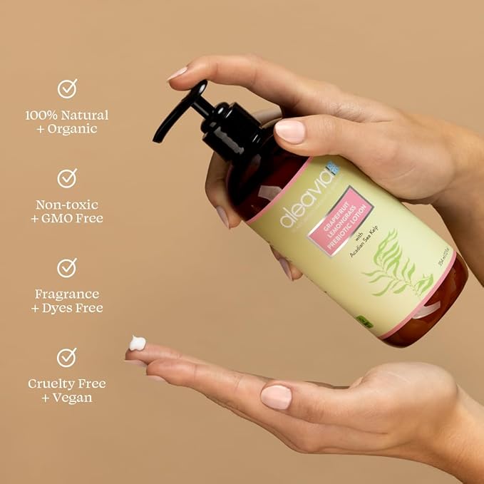 Aleavia Grapefruit Lemongrass Prebiotic Body Lotion – Lightly Scented, All-Natural Moisturizing Body Lotion with Organic Essential Oils – 12 Oz-GlimoraGlow