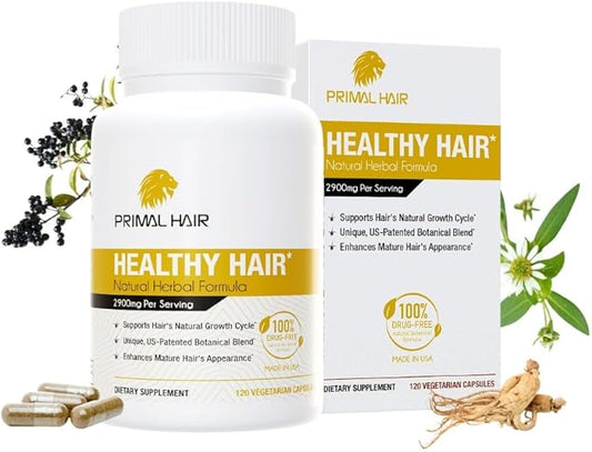 100% Natural Growth Treatment, Reduces Hair Loss, US Patented Formula Proven Effective for Men & Women, 100% Vegan Ingredients, Non-GMO, 30-Day Supply-GlimoraGlow