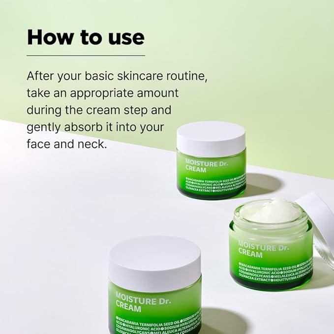 ISOI Moisture Dr. Soothing Cream, Deep Hydration & Barrier Support with Hyaluronic Acid, Lightweight Moisturizer for Sensitive Types, Korean Skin Care (2.37 fl.oz, 70ml)-GlimoraGlow