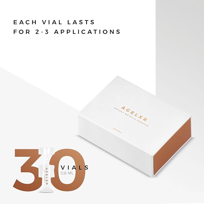 AGELXR - Instant Wrinkle Remover - Quickly Tightens Wrinkles, Fine Lines and Diminishes Puffy Eyes. Instant Facelift Serum - Anti-Aging Formula with Argireline® (30 Vials)-GlimoraGlow