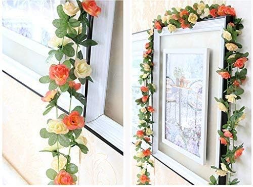 Miracliy 5Pcs 41FT Flower Garland Artificial Rose Arch Vines Fake Spring Floral Garland for Flower Wall Backdrop Wedding Mothers Day Garden Tea Party Decoration