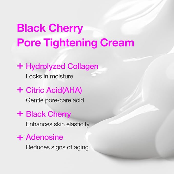 Black Cherry Pore Tightening Cream Luftig, Pore Minimizer, Black Cherry Extract, AHA, Hydrolyzed Collagen, Korean Skincare, All Skin Types, 3.3 fl.oz / 100ml-GlimoraGlow