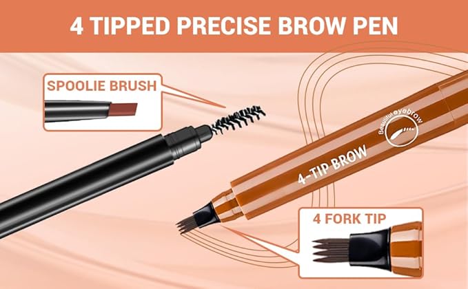 2025 New Magic Eyebrow Pencil, 3D Waterproof 4 Tipped Precise Brow Pen Microblading Eyebrow Pencil Contouring Pen Fine Stroke Microblading Creates Natural (Red Brown)-GlimoraGlow