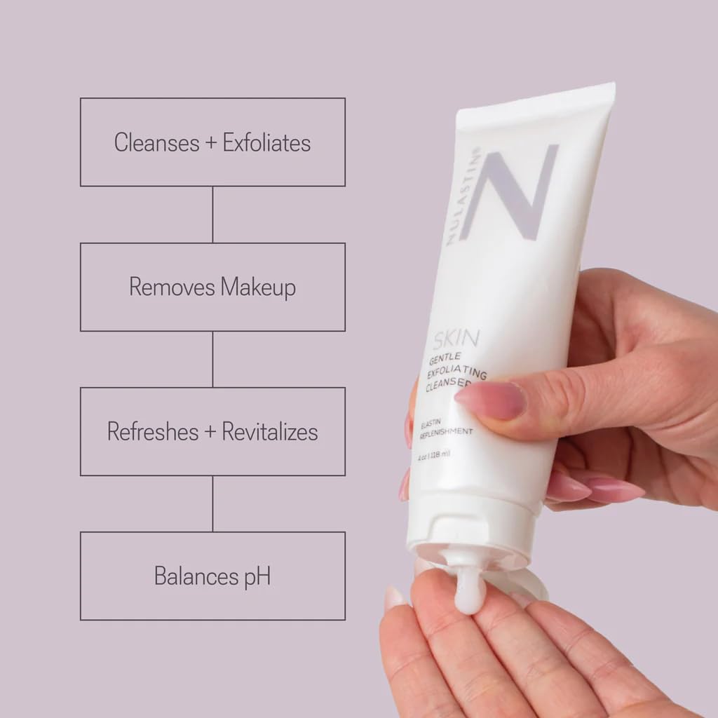 NULASTIN Gentle Exfoliating Face Wash for Women & Men - SKIN Facial Cleanser - Sulfate-Free, Vegan-Friendly & Cruelty-Free - Melt Makeup & Scrub Impurities Away with Every Wash (4 Oz)-GlimoraGlow