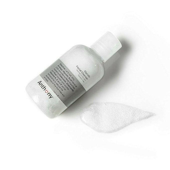 Anthony Glycolic Facial Cleanser for Men, Daily Exfoliating & Hydrating Face Wash, Shave Prep, Non-Foaming, Deep Cleansing, Gentle on Sensitive Skin, Removes Dirt & Oil, Smooths Texture, 3.4 Fl Oz-GlimoraGlow