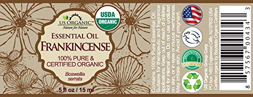 US Organic 100% Pure Frankincense Essential Oil, USDA Certified Organic, Steam Distilled, Boswellia serrata, Sourced from India, Topically or in Diffuser, Perfect for Aging or All Skin Type (15 ml)-GlimoraGlow