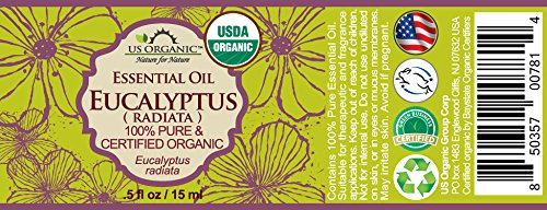 US Organic 100% Pure Eucalyptus Essential Oil (Radiata) - USDA Certified Organic, Steam Distilled - W/Euro droppers (More Size Variations Available) (15 ml / .5 fl oz)-GlimoraGlow