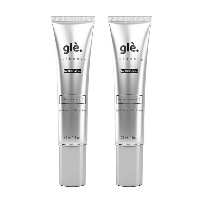 Gle Vitamin C Eye Serum for Dark Circles, Eye Wrinkles, Redness and Puffy Eyes | Anti-Aging Treatment with Caffeine, Vitamin C Hyaluronic Acid | Hydrating & Brightening Scent-Free | (Pack of 2)-GlimoraGlow