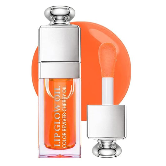 Hydrating Lip Glow Oil, Moisturizing Lip Glow Oil, Nourishing Glossy Transparent Lip Oil, Plumping Lip Oil, Lip Balm, Non-sticky Tinted Toot Lip Balm for Lip Care (CORAL) 0.2 OZ-GlimoraGlow