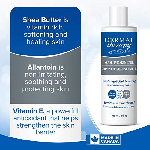 Dermal Therapy Sensitive Skin Lotion - Calming, Non-Irritating Lotion with 15% Allantoin, 10% Shea Butter, Vitamin E - Soothing Relief for Dry, Itchy, Eczema-Prone Skin - 8 fl oz / 240 ml-GlimoraGlow