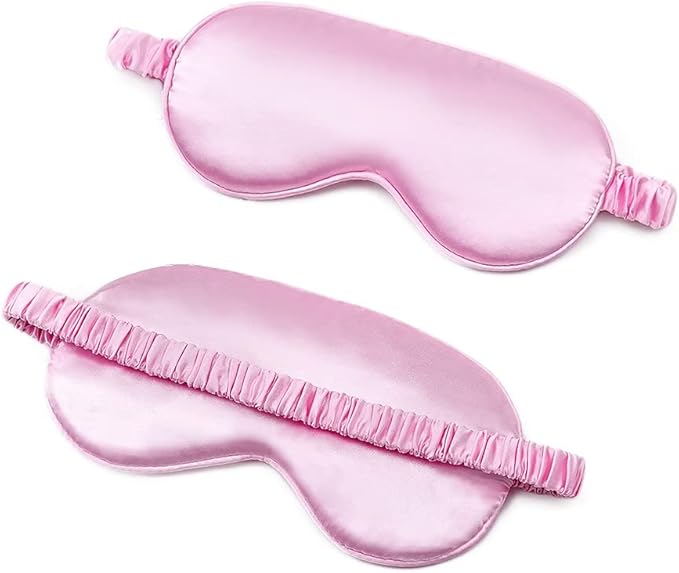 100% Natural Mulberry Soft Silk Sleep Mask, Light Blocking Eye Masks For Sleep, Night Blindfold Eye Mask Cover For Men And Women, Sleeping Night Mask For Travel (Pink)-GlimoraGlow