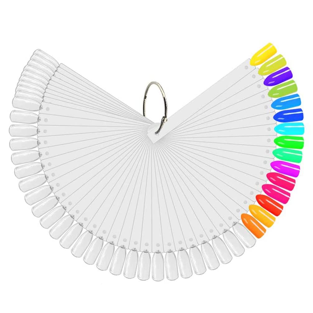 JASSINS 150 Pcs Nail Swatch Sticks with Ring and Number posted, Clear Fan-shaped Nail Art Polish Practice Display Tips Nail Sample Sticks, Nail Practice Color Display Polish Board-GlimoraGlow
