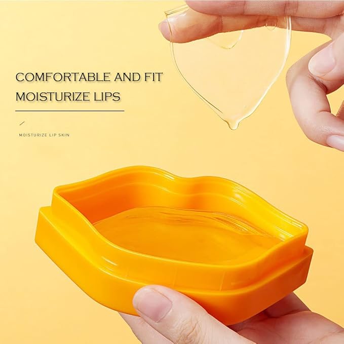 20Pcs Moisturizing Lip Mask, Restores Moisture Lip Care Mask for Dry Lips and Lip Lines Lips Overnight Lip Care, Gel Treatment Lip Masks Plumping Lips Mask (Yellow)-GlimoraGlow