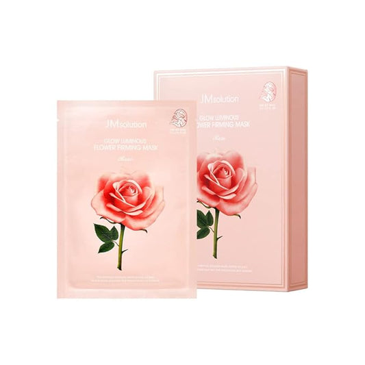 JMsolution Glow Luminous Flower Firming Mask | Rosewater & 4 Flower Extracts for Hydration, Firming & Radiance | 10 Sheets | Korean Skincare Sheet Mask for All Skin Types-GlimoraGlow