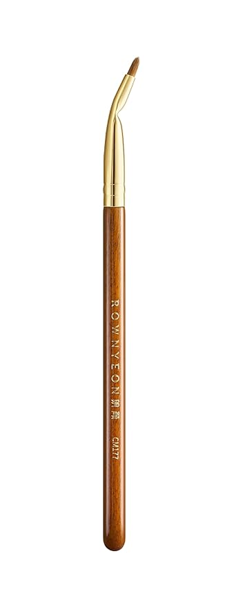 Desert Oak Series Bent Eyeliner Brush - 30° Angled Kolinsky Sable for Sharp Lines & Brows, Luxury Bubinga Handle (CM 177)-GlimoraGlow